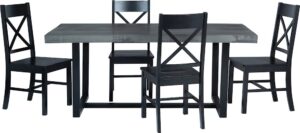 Walker Edison – Rectangular Farmhouse Wood Dining Table (Set of 5) – Gray/Black