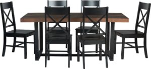 Walker Edison – Rectangular Farmhouse Wood Dining Table (Set of 7) – Mahogany/Black