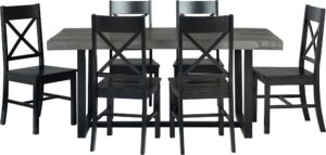 Walker Edison – Rectangular Farmhouse Wood Dining Table (Set of 7) – Gray/Black