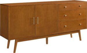 Walker Edison – Mid-Century Modern 2-Shelf 3-Drawer Sideboard – Acorn