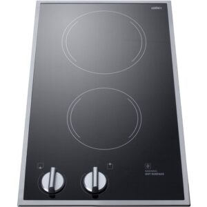 Summit Appliance – 12″ Built-In Electric Cooktop with 2 Burners and Residual Heat Indicator – Black