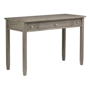 Simpli Home – Warm Shaker SOLID WOOD Transitional 48 inch Wide Writing Office Desk in Distressed Grey – Distressed Gray