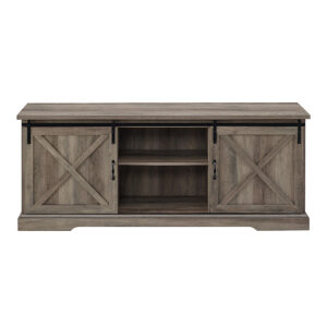 Walker Edison – 70″ Sliding Barn Door TV Console – Gray