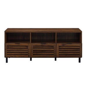 Walker Edison – Modern Slat Door TV Stand for Most Flat-Panel TV’s up to 65″ – Dark Walnut