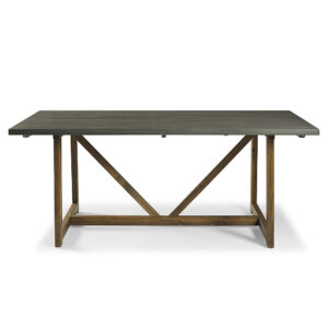 Walker Edison – 72″ Farmhouse Trestle Solid Wood Dining Table – Gray