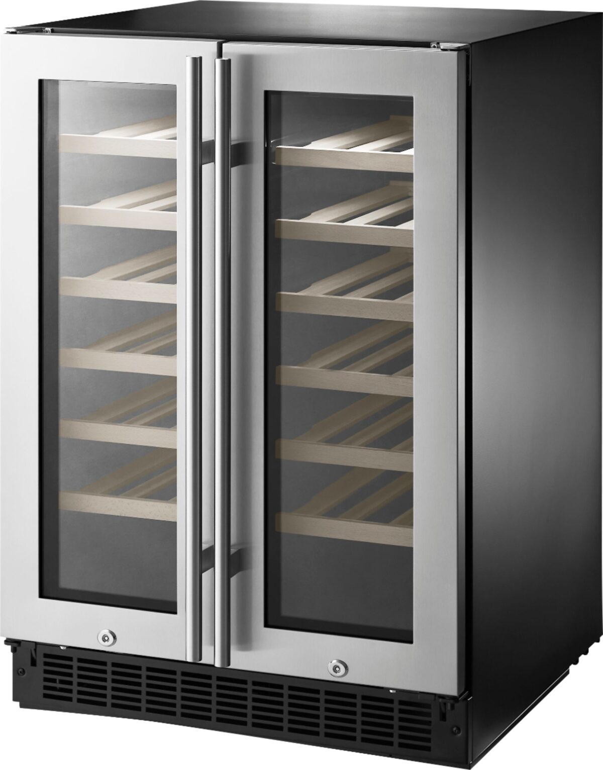 Insignia - Dual Zone Wine and Beverage Cooler with Glass Doors - Stainless Steel