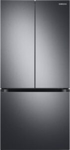 Samsung – 17.5 cu. ft. 3-Door French Door Counter Depth Smart Refrigerator with Twin Cooling Plus – Black Stainless Steel