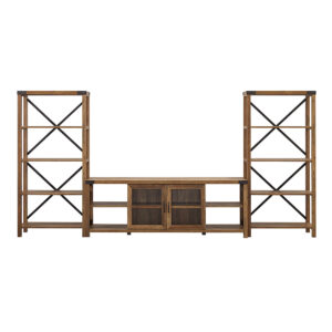 Walker Edison – Modern Farmhouse Wall TV Stand for  TV’s up to 80 – Rustic Oak