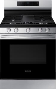 Samsung – 6.0 cu. ft. Freestanding Gas Range with 18K BTU Dual Power Burner WiFi  Self Clean – Stainless Steel