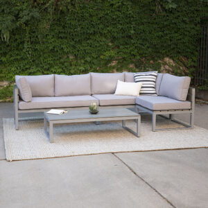 Walker Edison – Modern 4-Piece Outdoor Patio Sectional – Grey