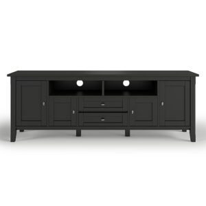 Simpli Home – Warm Shaker SOLID WOOD 72 in Wide TV Media Stand  For TVs up to 80 inches – Black