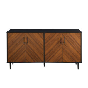 Walker Edison – 58 Mid Century Modern Faux Bookmatch Buffet – Acorn Bookmatch / Solid Black