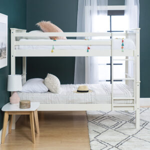 Walker Edison – Solid Wood Twin over Twin Mission Design Bunk Bed – White