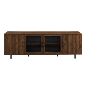 Walker Edison – Modern Herringbone TV Stand for TVs up to 80 – Dark Walnut