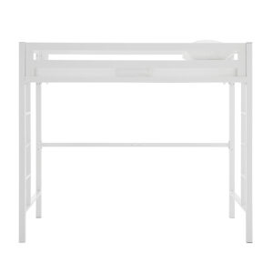 Walker Edison – Premium Deluxe Twin Metal Loft Bed – White