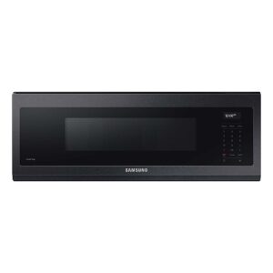 Samsung – 1.1 cu. ft. Smart SLIM Over-the-Range Microwave with 550 CFM Hood Ventilation Wi-Fi  Voice Control – Black Stainless Steel