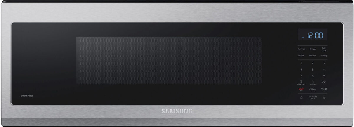 Samsung - 1.1 cu. ft. Smart SLIM Over-the-Range Microwave with 400 CFM Hood Ventilation Wi-Fi Voice Control - Stainless Steel