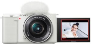 Sony – Alpha ZV-E10 Kit Mirrorless Vlog Camera with 16-50mm Lens – White