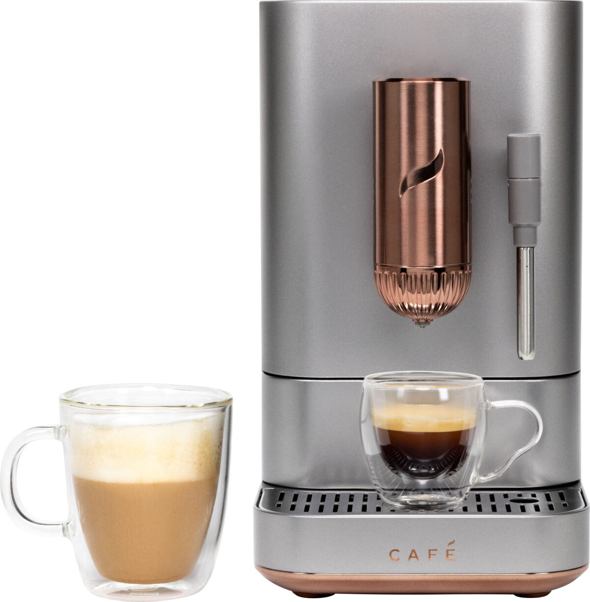 Caf - Affetto Automatic Espresso Machine with 20 bars of pressure Milk Frother and Built-In Wi-Fi - Steel Silver