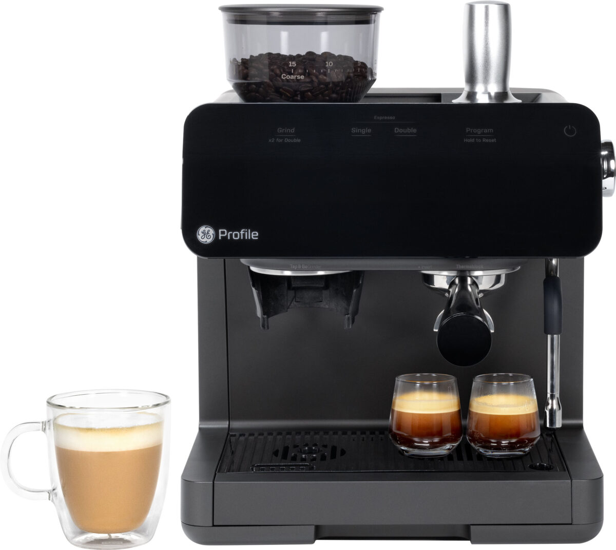 GE Profile - Semi-Automatic Espresso Machine with 15 bars of pressure Milk Frother and Built-In Wi-Fi - Black