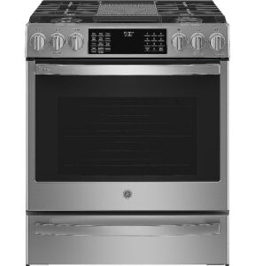 GE Profile – 5.6 Cu. Ft. Slide-In Gas True Convection Range with Built-In WiFi and Hot Air Frying – Stainless Steel