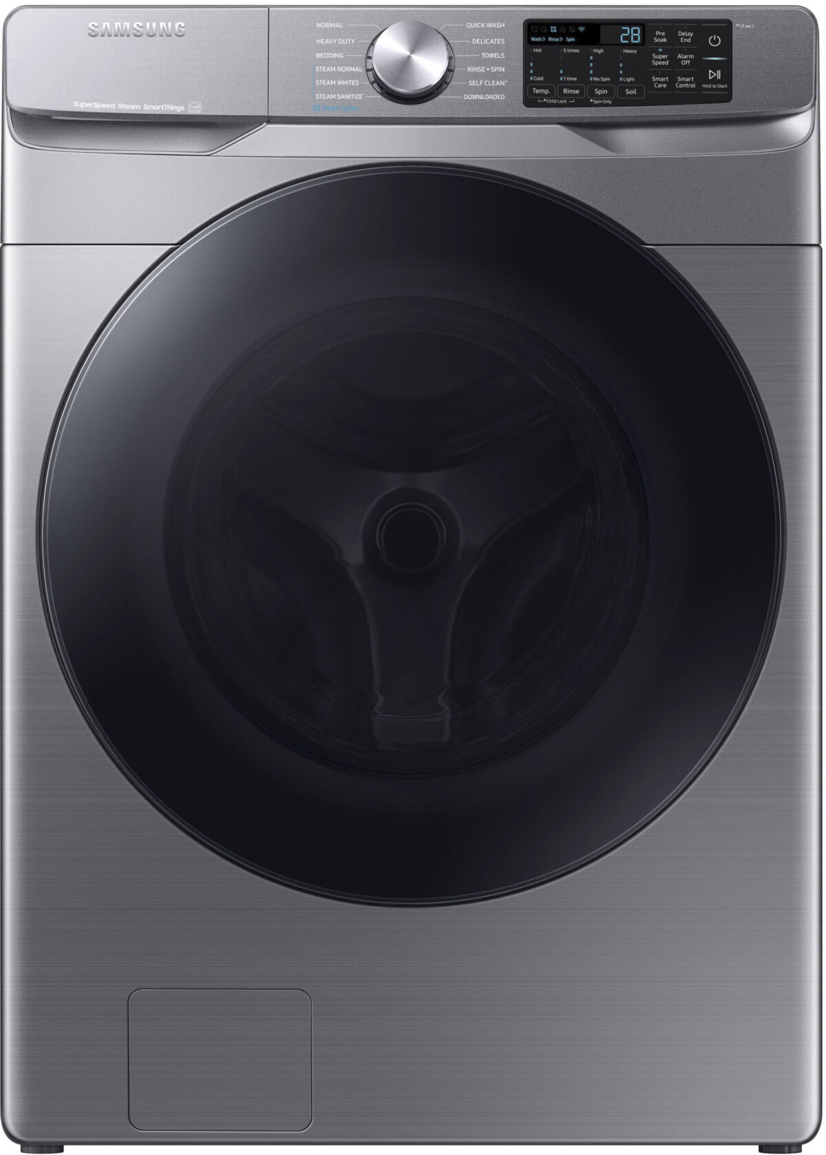 Samsung - 4.5 Cu. Ft. High-Efficiency Stackable Smart Front Load Washer with Steam and Super Speed Wash - Platinum