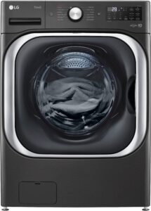 LG – 5.2 Cu. Ft. High-Efficiency Stackable Smart Front Load Washer with Steam and TurboWash – Black Steel