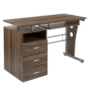 Alamont Home – Joshua Rectangle Contemporary Laminate  Home Office Desk – Rustic Walnut