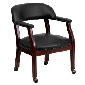 Alamont Home – Sarah  Traditional Vinyl Side Chair – Upholstered – Black Vinyl