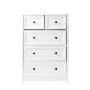 Walker Edison – Classic Grooved 5-Drawer Dresser – White