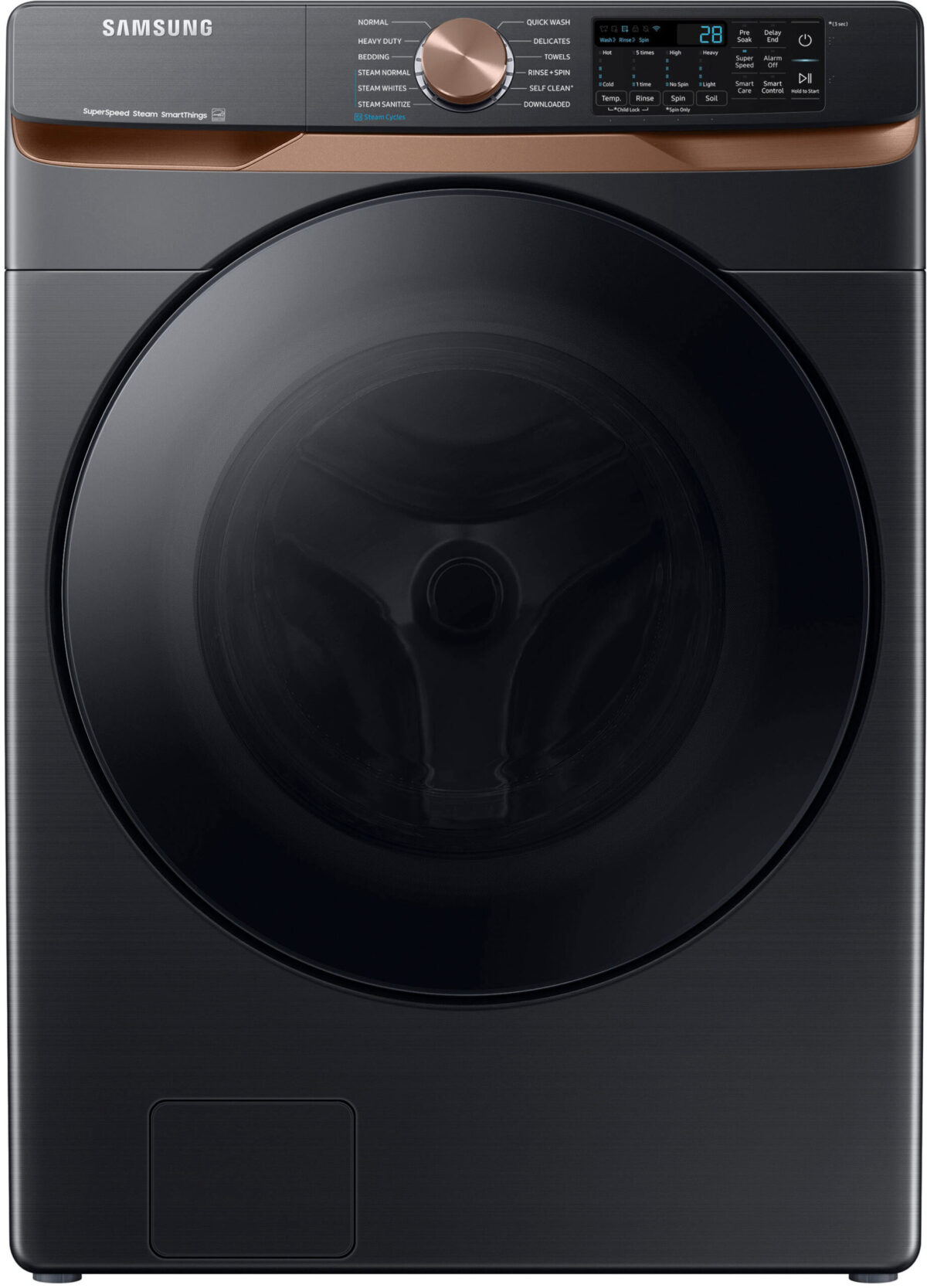 Samsung - 5.0 Cu. Ft. High-Efficiency Stackable Smart Front Load Washer with Steam and Super Speed Wash - Brushed Black