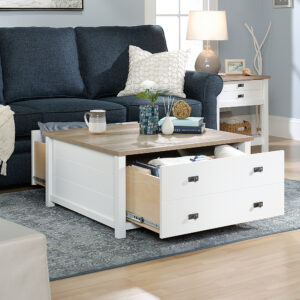 Sauder – Cottage Road Drawer Coffee Table – White/Tan