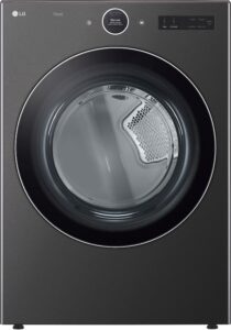 LG – 7.4 Cu. Ft. Stackable Smart Electric Dryer with TurboSteam – Black Steel