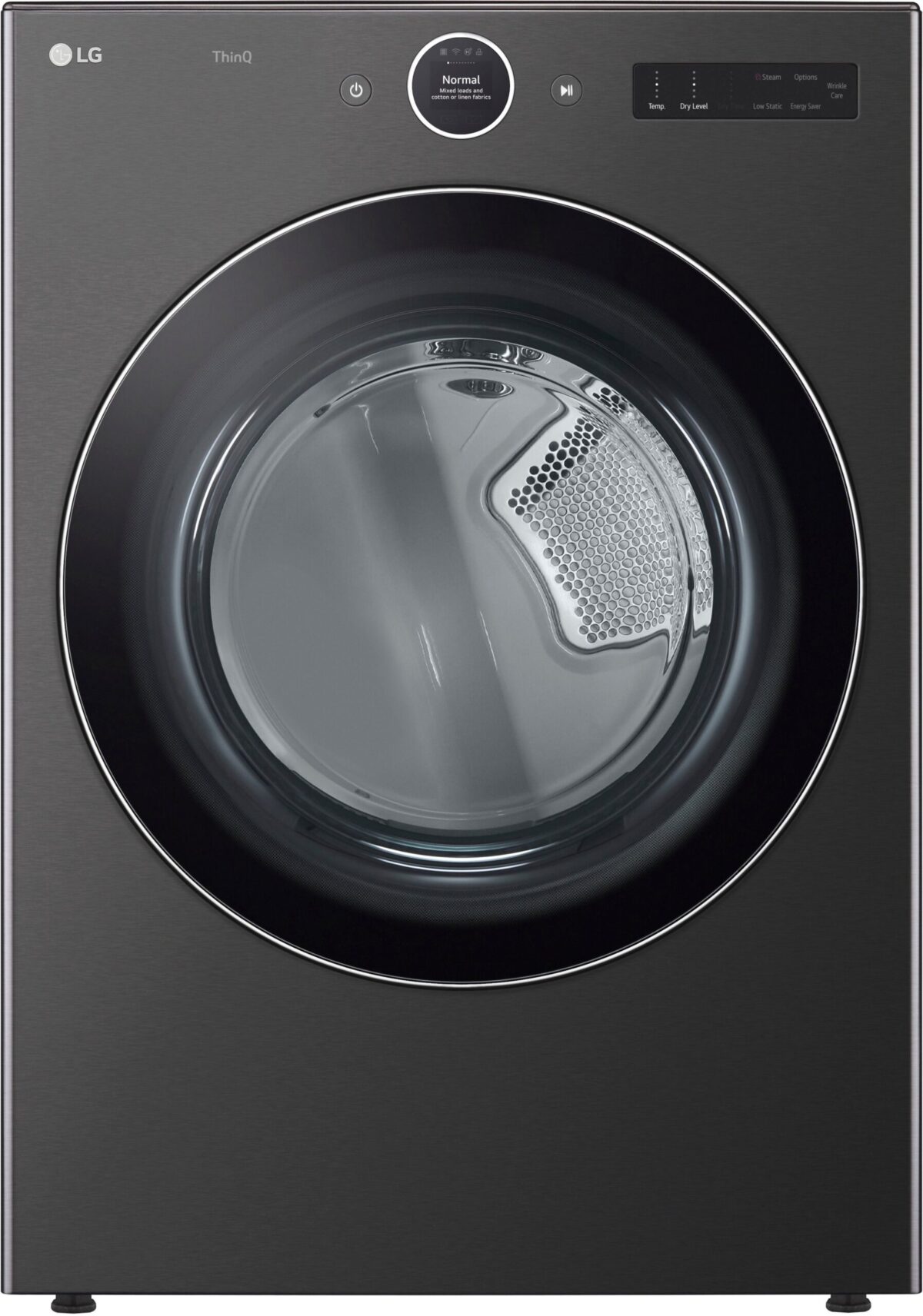 LG - 7.4 Cu. Ft. Stackable Smart Electric Dryer with TurboSteam - Black Steel