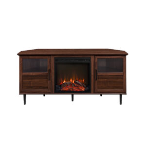 Walker Edison – Contemporary Corner Fireplace TV Stand for Most TVs up to 65 – Dark Walnut/Black