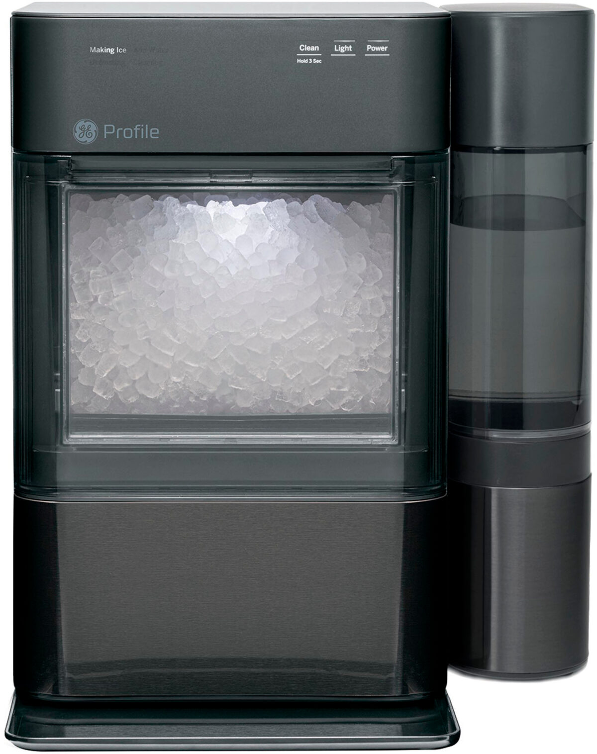 GE Profile - Opal 2.0 38-lb. Portable Ice maker with Nugget Ice Production XL 1 Gallon Side Tank and Built-in WiFi - Black Stainless Steel