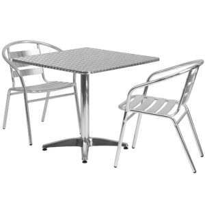 Alamont Home – Lila Outdoor Square Contemporary 3 Piece Patio Set – Aluminum