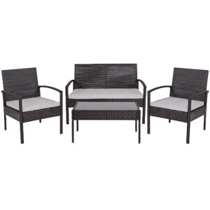 Flash Furniture – Bandera Outdoor Rectangle Contemporary Metal 4 Piece Patio Set – Black