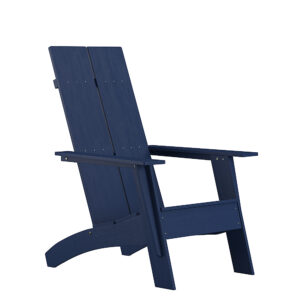 Alamont Home – Sawyer Blue Modern Dual Slat Back Indoor/Outdoor Adirondack Style Patio Chair – Navy