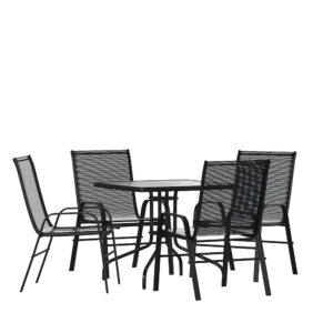 Alamont Home – Brazos Outdoor Square Contemporary  5 Piece Patio Set – Black