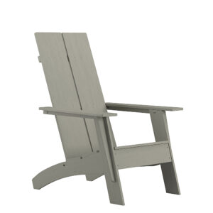 Flash Furniture – Sawyer Modern Dual Slat Back Indoor/Outdoor Adirondack Style Patio Chair – Gray