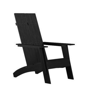 Alamont Home – Sawyer Modern Dual Slat Back Indoor/Outdoor Adirondack Style Patio Chair – Black