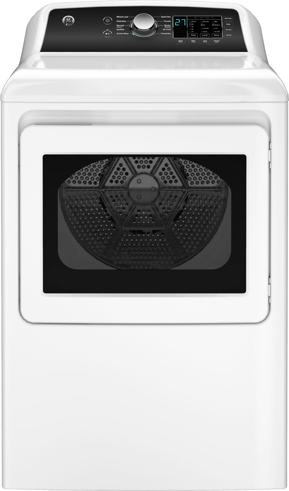 GE - 7.4 cu. ft. Top Load Gas Dryer with Sensor Dry - White with Matte Black