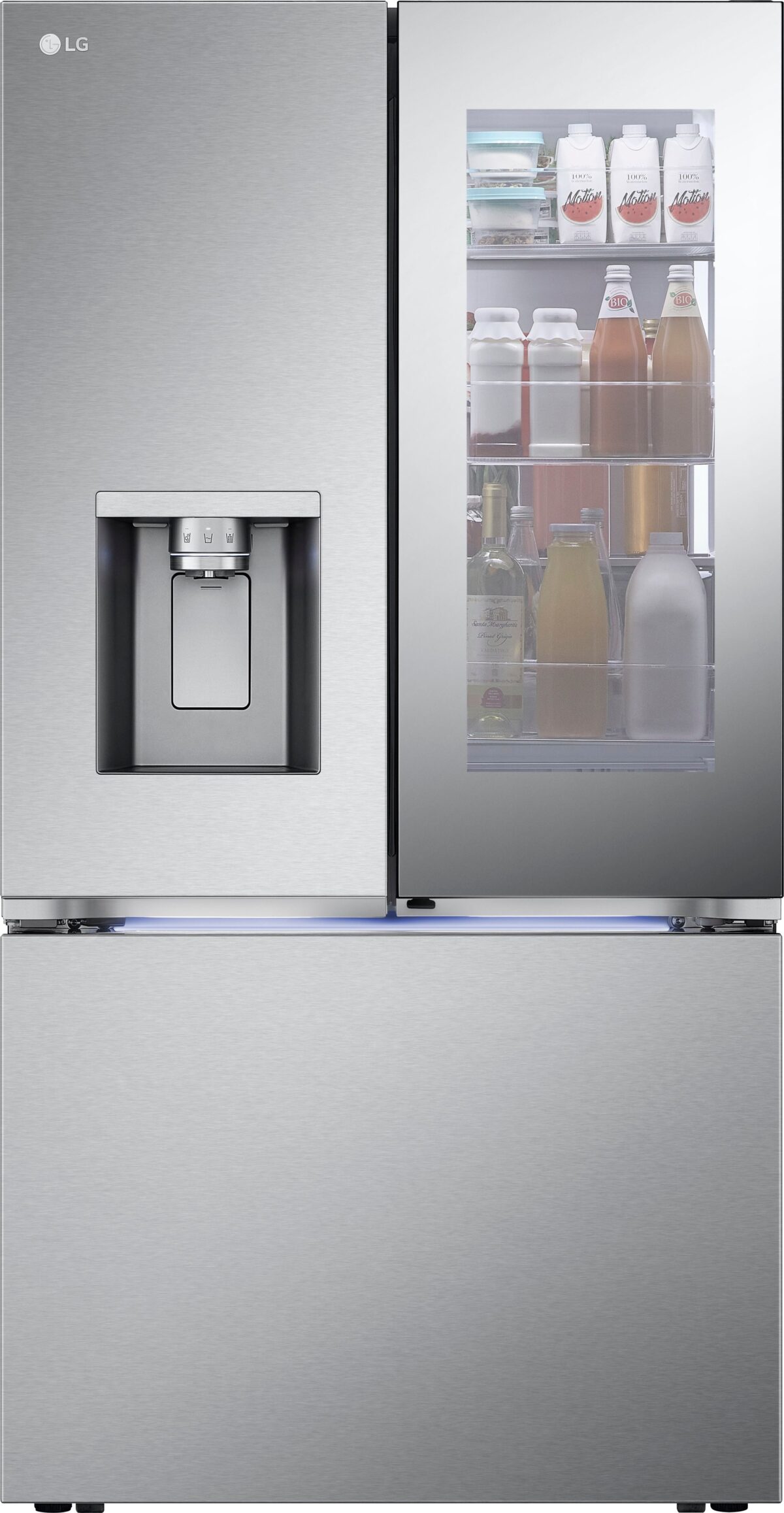 LG - Counter-Depth MAX 25.5 Cu. Ft. French Door Smart Refrigerator with Mirror InstaView - Stainless Steel