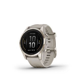 Garmin – epix Pro (Gen 2) Sapphire Edition 42mm Fiber-Reinforced Polymer – Soft Gold with Light Sand Band