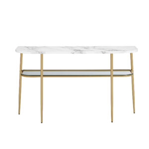 Walker Edison – Glam Mixed-Material Entry Table – Calacatta Marble