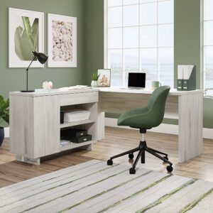 Sauder – Porto Palma Desk With Credenza A2 – SGS Laminate Haze Acacia