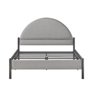 Walker Edison – Modern Upholstered Curved-Headboard Queen Bedframe – Gray