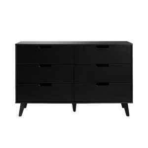 Walker Edison – Simple Dresser with Six Cut Out Handles – Black