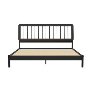 Walker Edison – Mid-Century Modern Slatted Solid Wood King Bedframe – Black